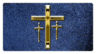 543 DSC700-517-GD-SH-BL Gold 3 Crosses Shimmer Blue